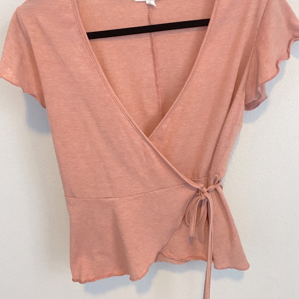 Pink wrap around blouse